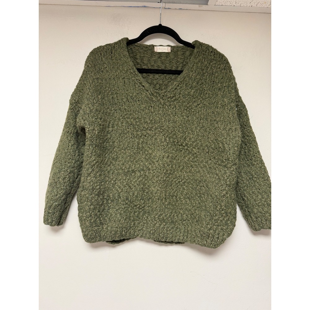 Altar'd StateOlive Green Textured V Neck Sweater Blend Casual Cozy Size S M L XL